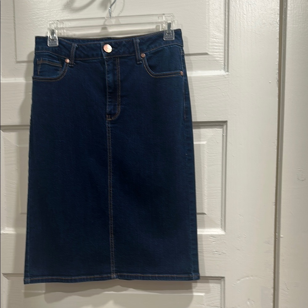 1822 Denim Dark Blue Midi Skirt